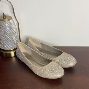 Hot Cakes Gold Flats with Rhinestone Embellishments